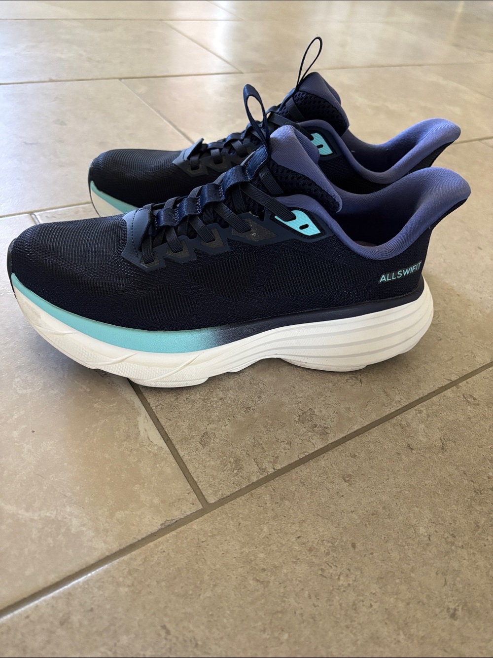 Allswift slip in on high density foam cushion orthopedic sneakers 7.5 navy blue